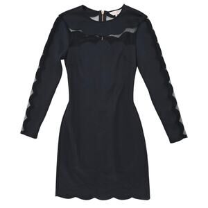 Ted Baker Serenity Mesh Scalloped Mini Bodycon Dress Black 0